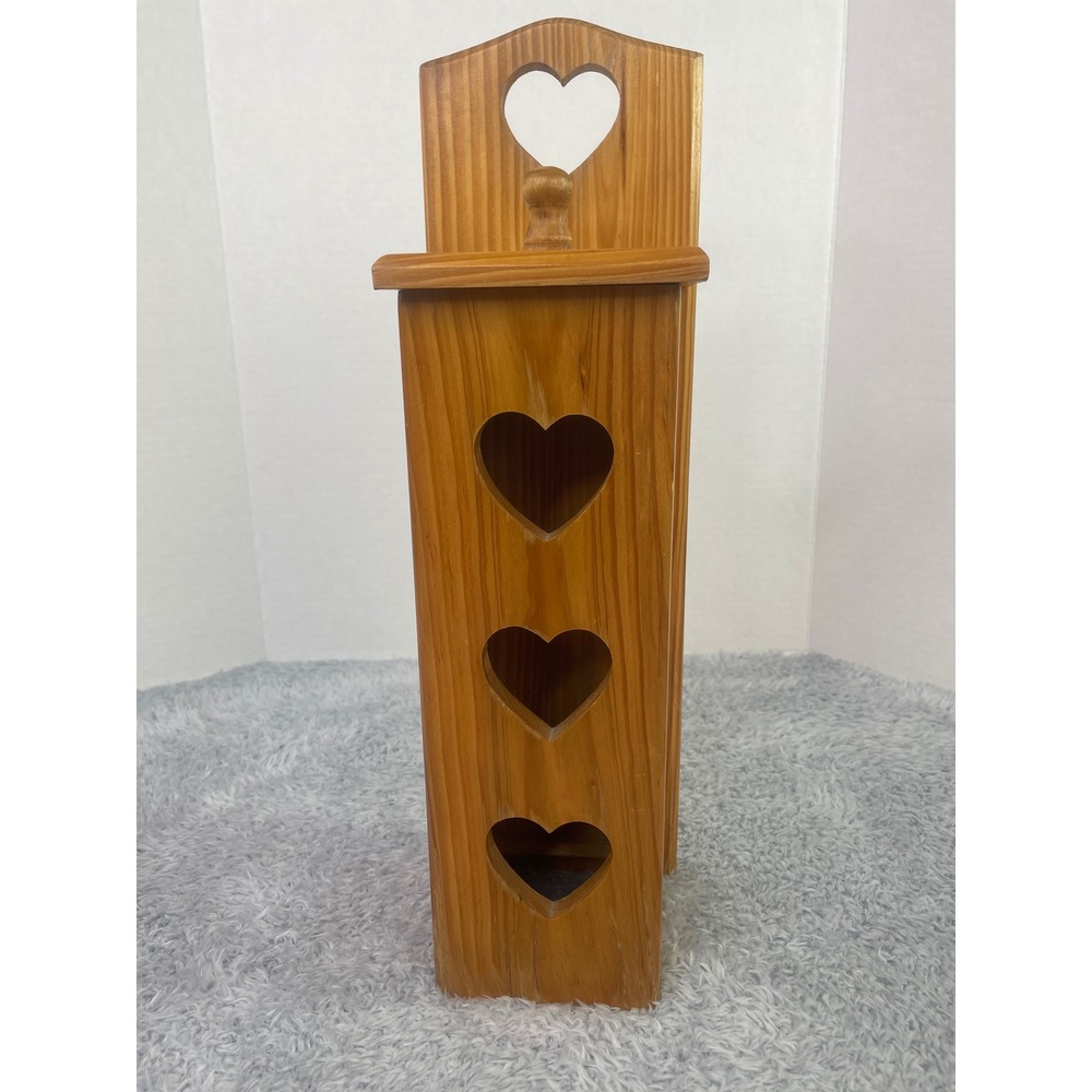 Unbranded Dixie Cup Dispenser Brown Wood Heart Cutout Country Farmhouse 80's
